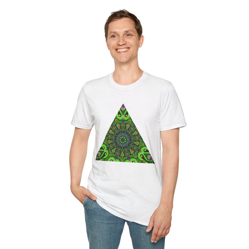 Green Mandala Triangle T-Shirt – Psychedelic Geometric Art Tee # kh9732
