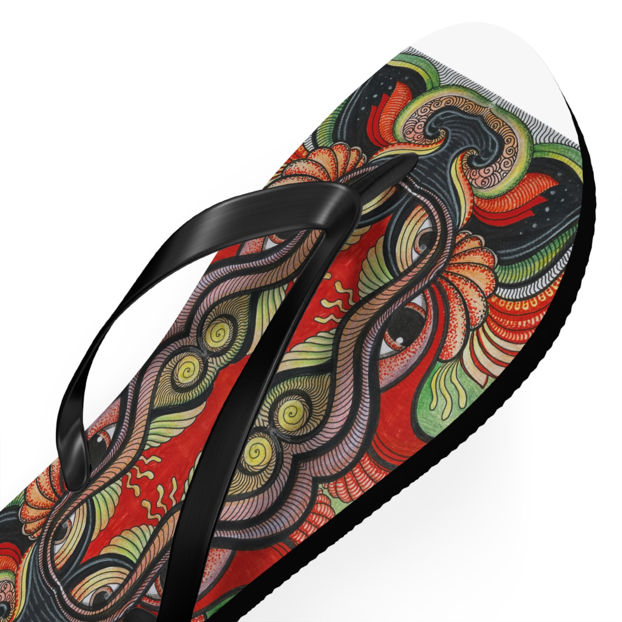 Boho Tribal Floral Flip Flops — Colorful Psychedelic Summer Sandals #f