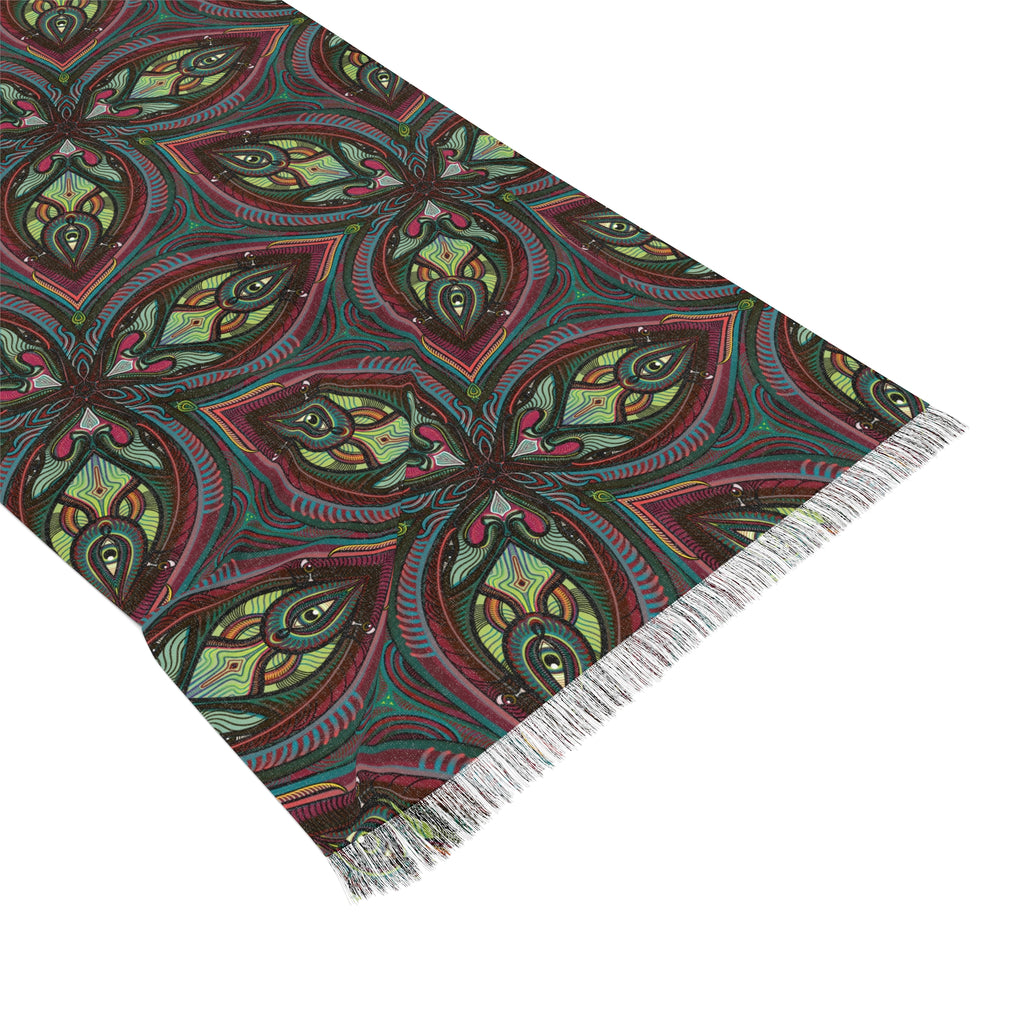 Bohemian Kaleidoscope Light Scarf — Floral Geometric Patterned Wrap #uw2287