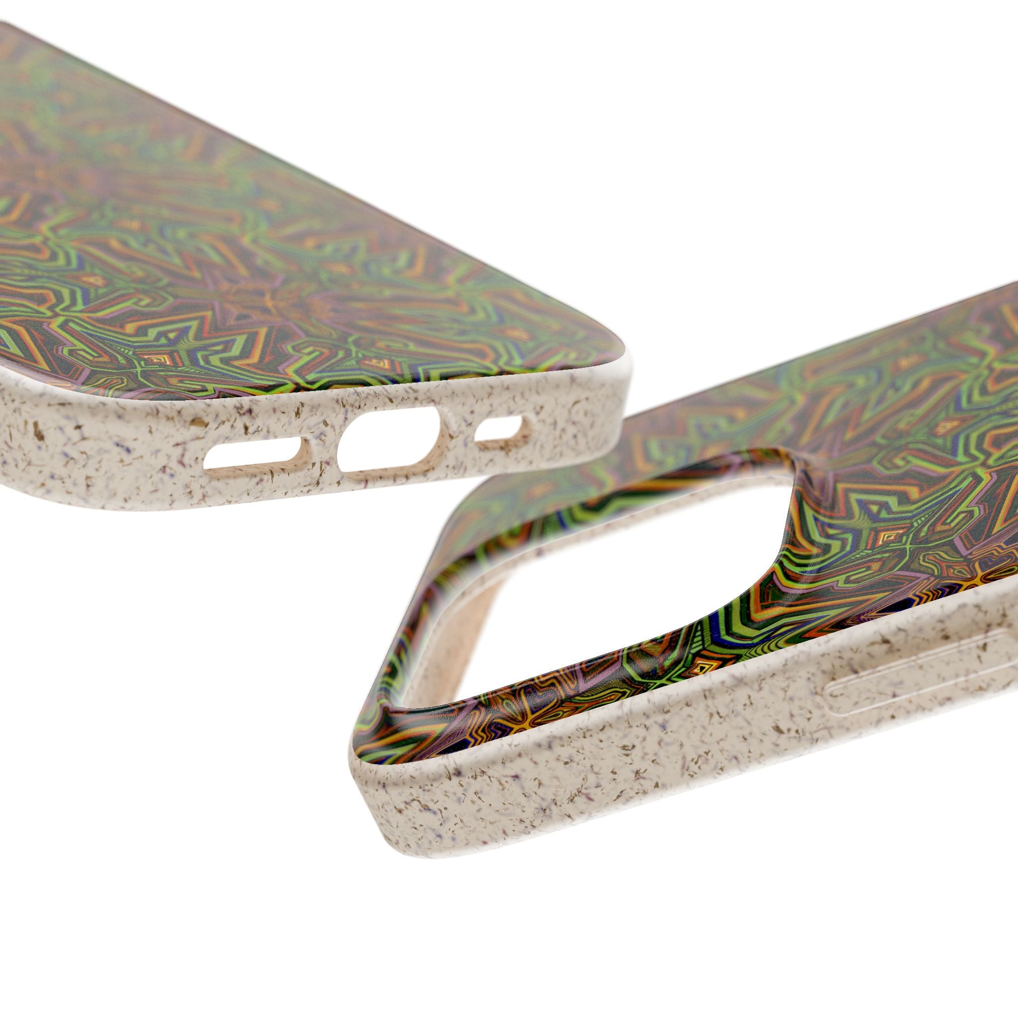 Biodegradable Phone Case — Earthy Green Kaleidoscope Pattern #c3