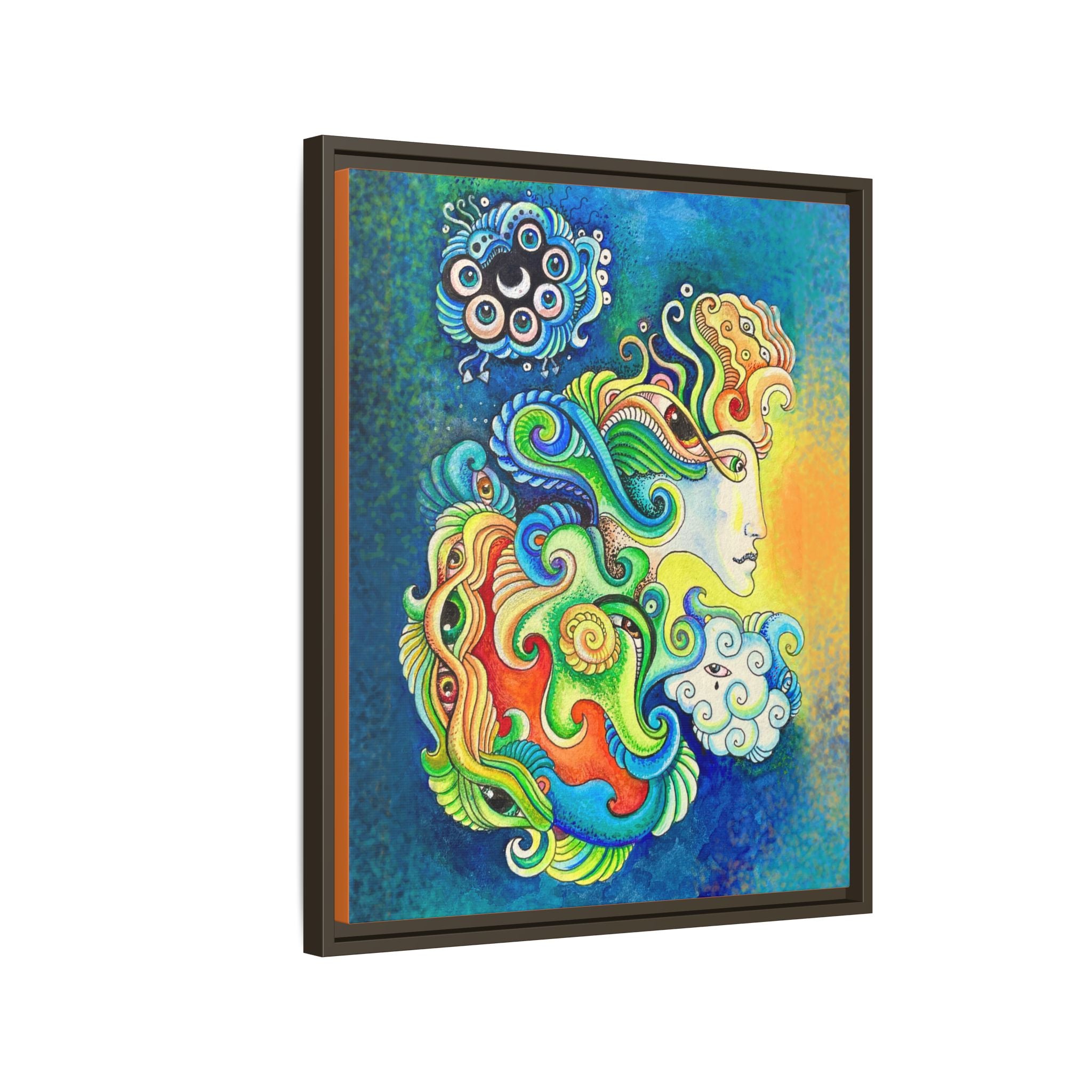 Framed Abstract Mermaid Art Print — Colorful Psychedelic Canvas #iyt88433