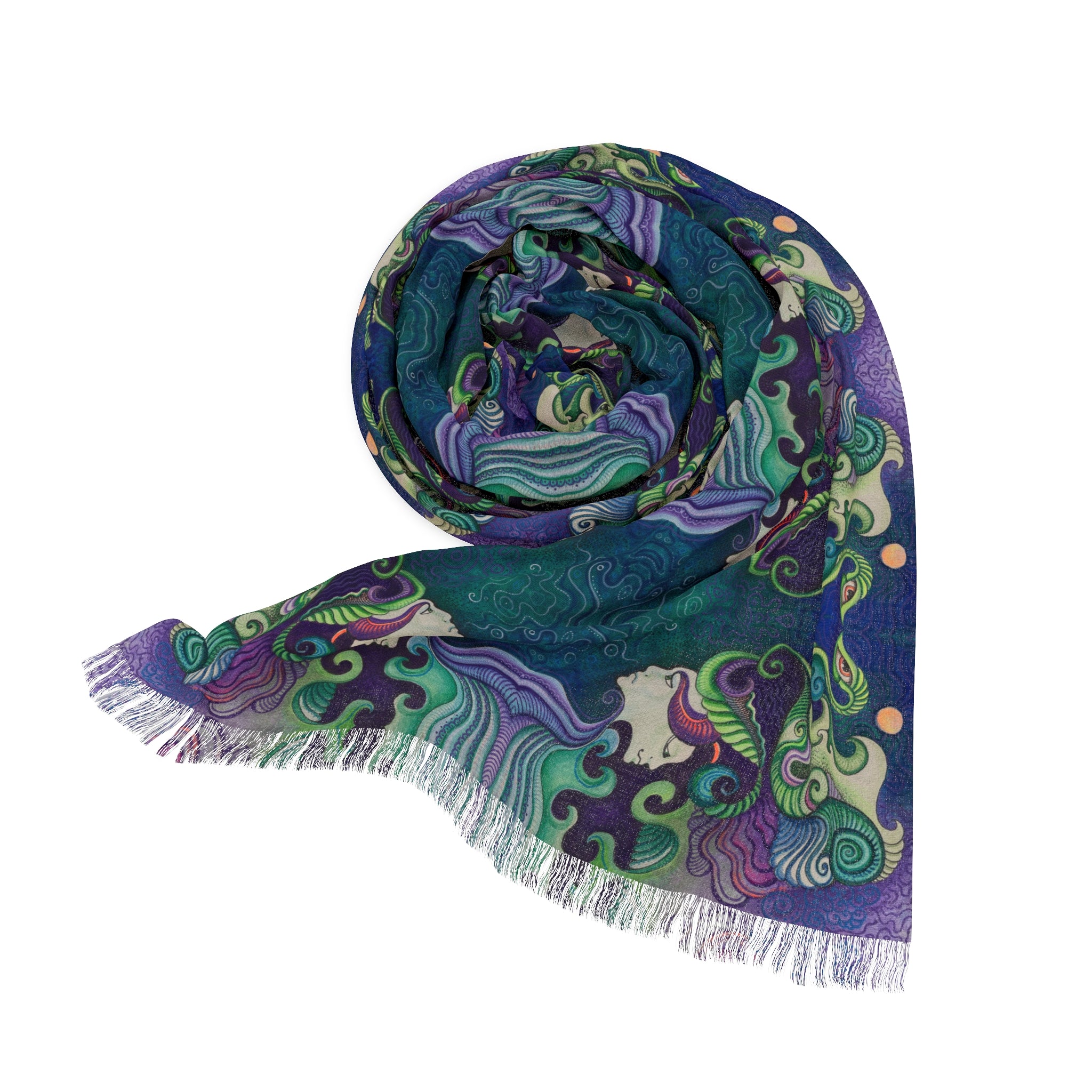 Light Scarf — Bohemian Kaleidoscope Patterned Scarf (Purple & Teal) #l98312