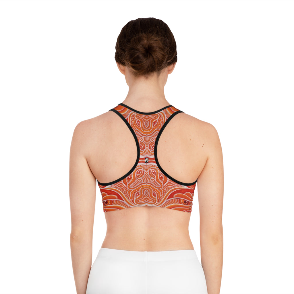 Orange Mandala Sports Bra — All-Over Print Yoga & Activewear #h13677