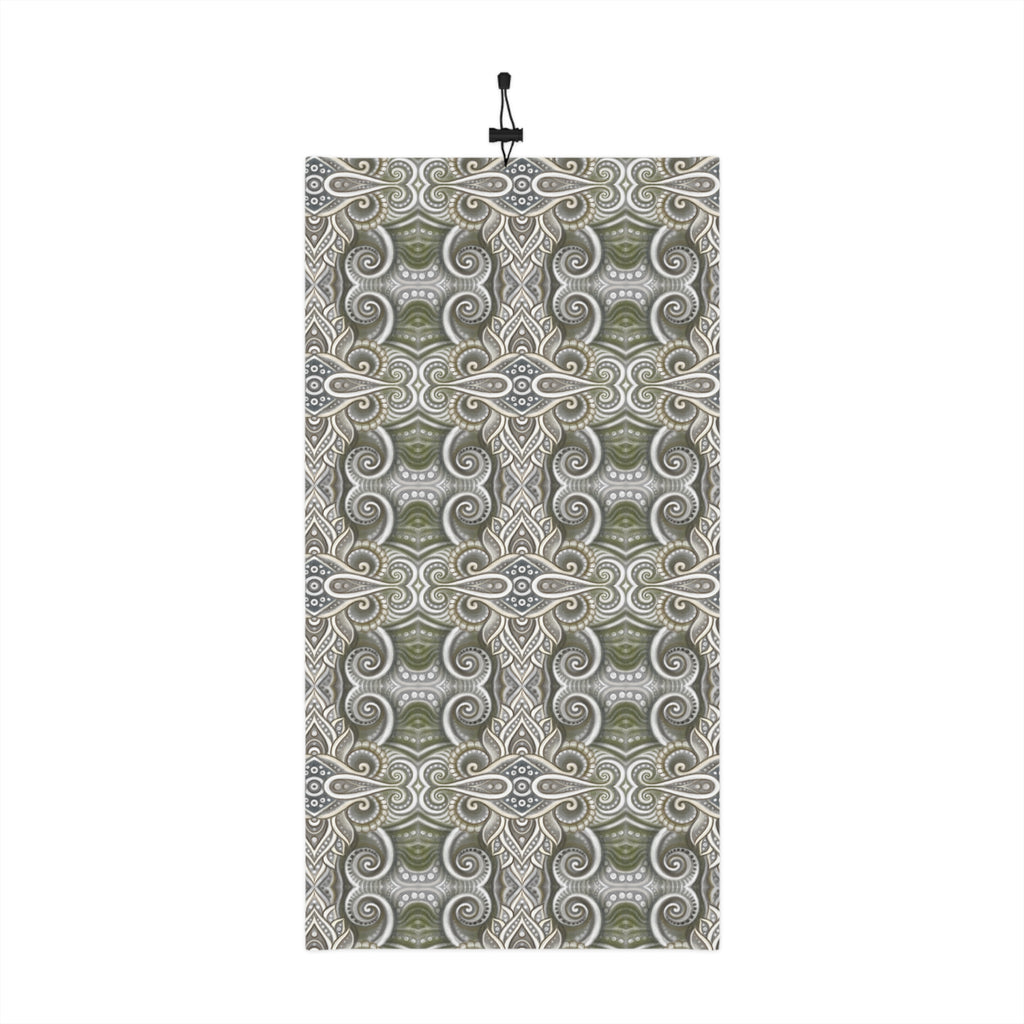 Winter Neck Gaiter — Olive Paisley Drawstring Face Mask & Scarf #s46742