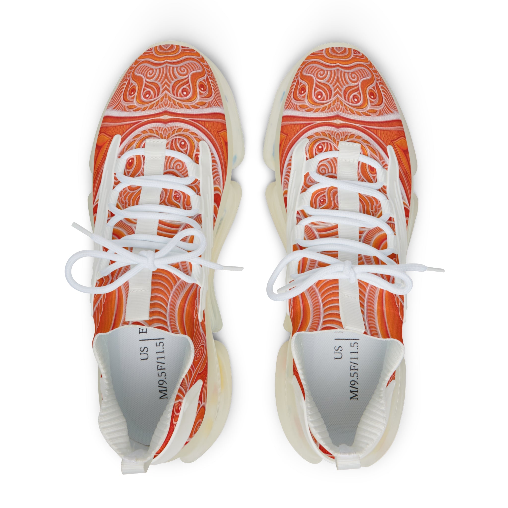Men's Orange Swirl Mesh Sneakers – Lightweight Athletic Shoes #h974689