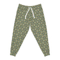 Green Geometric Leaf Pattern Joggers – All-Over Print Athletic Sweatpants #sp2