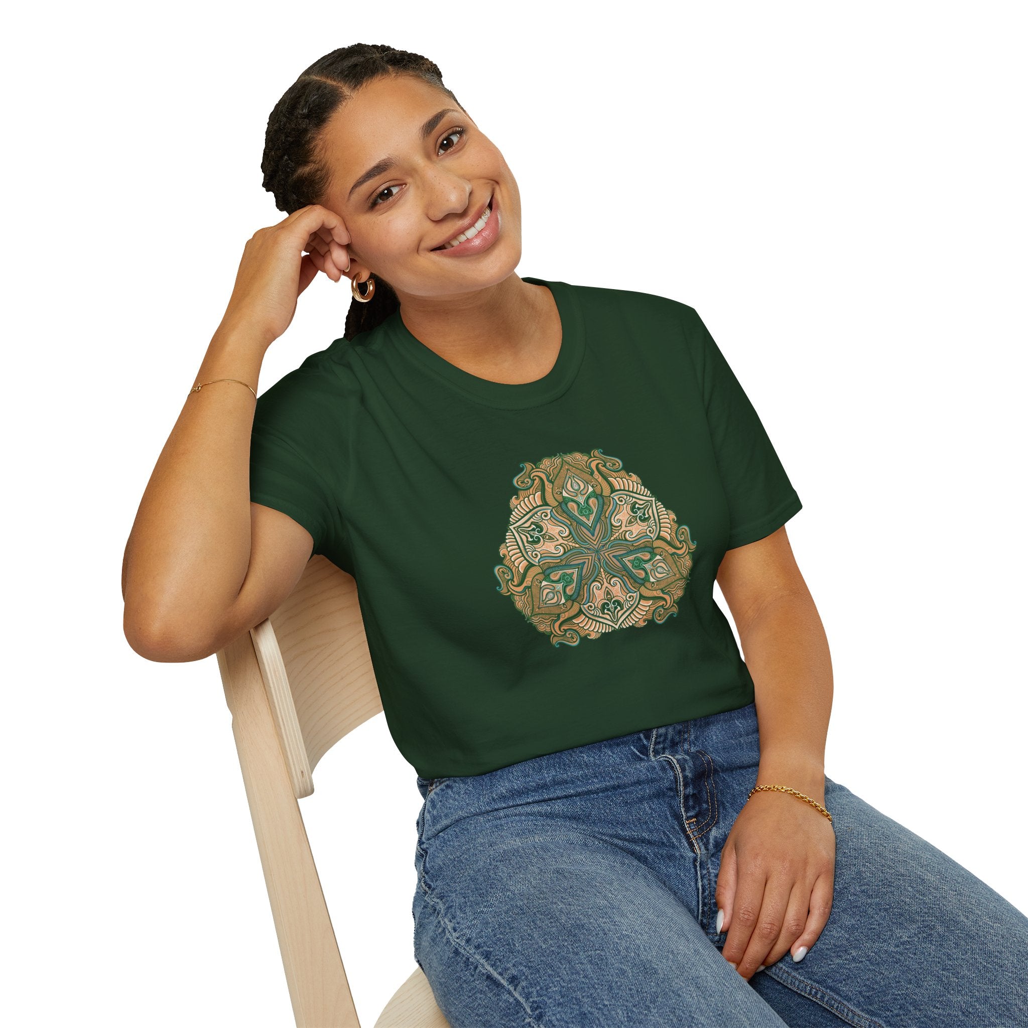 Green Celtic Knot Mandala T-Shirt | Floral Shamrock Pattern