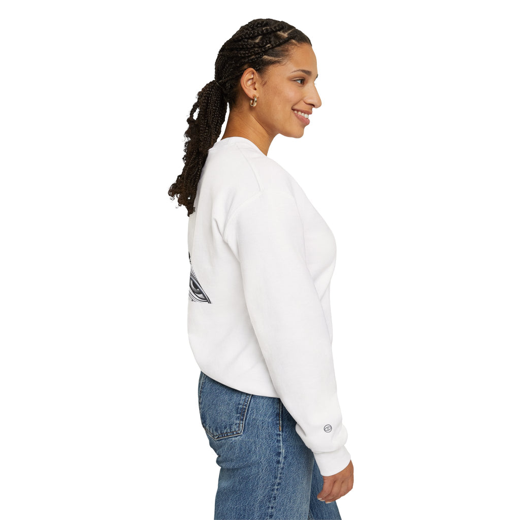 Crewneck Sweatshirt — Black & White Surreal Eye Keyhole Design #h5522168