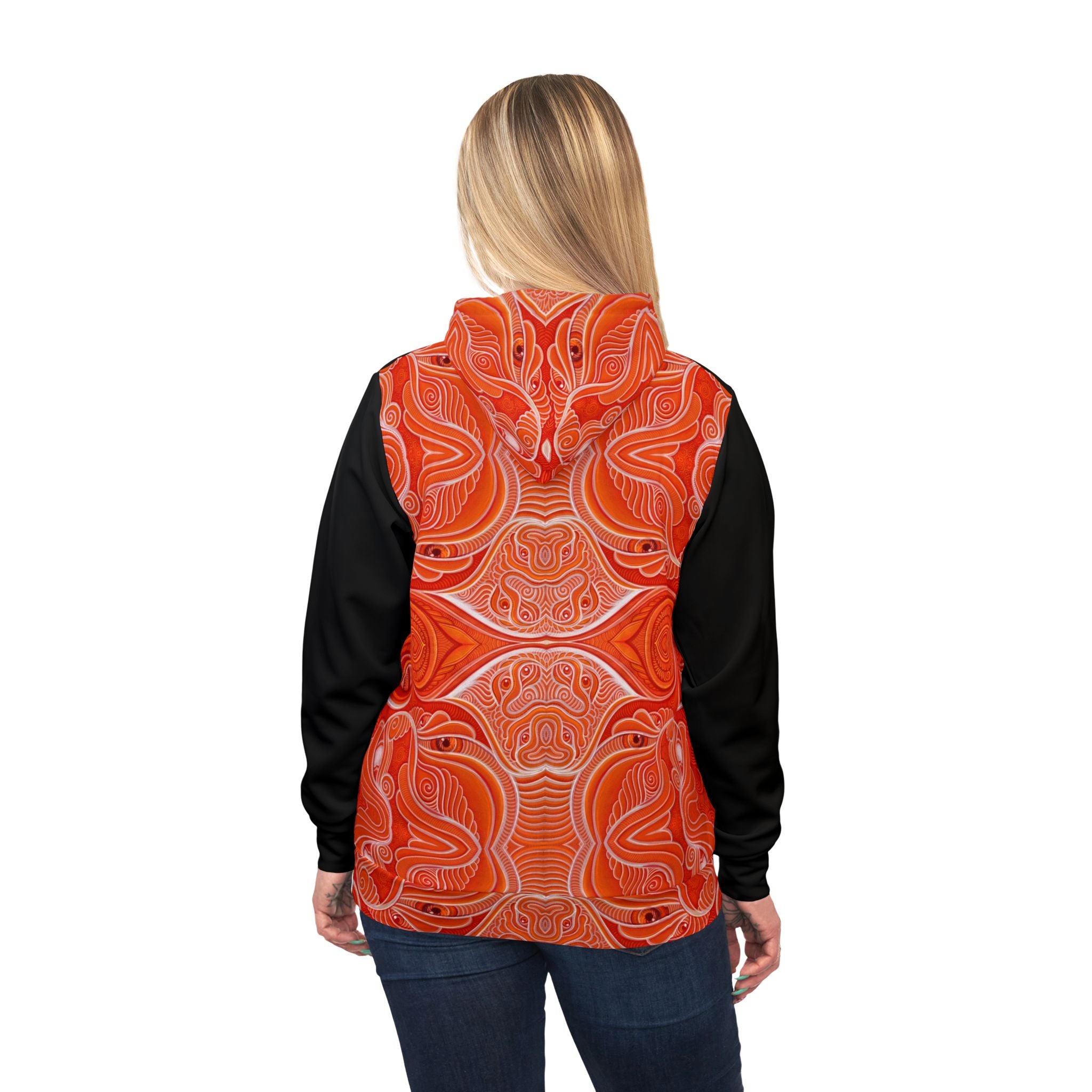 Athletic Hoodie — Red Orange Psychedelic Keyhole Design #jh68943