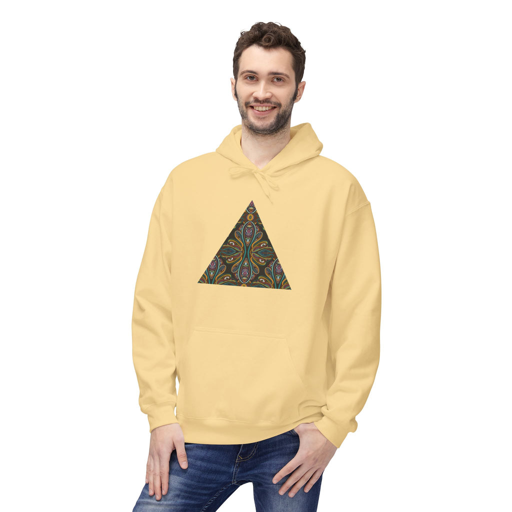 Geometric Mosaic Triangle Hoodie — Decorative Pattern Pullover #i865678