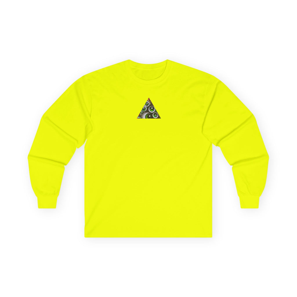 Triangle Camo Graphic Long Sleeve Tee — Minimal Military-Inspired Chest Print #k646&