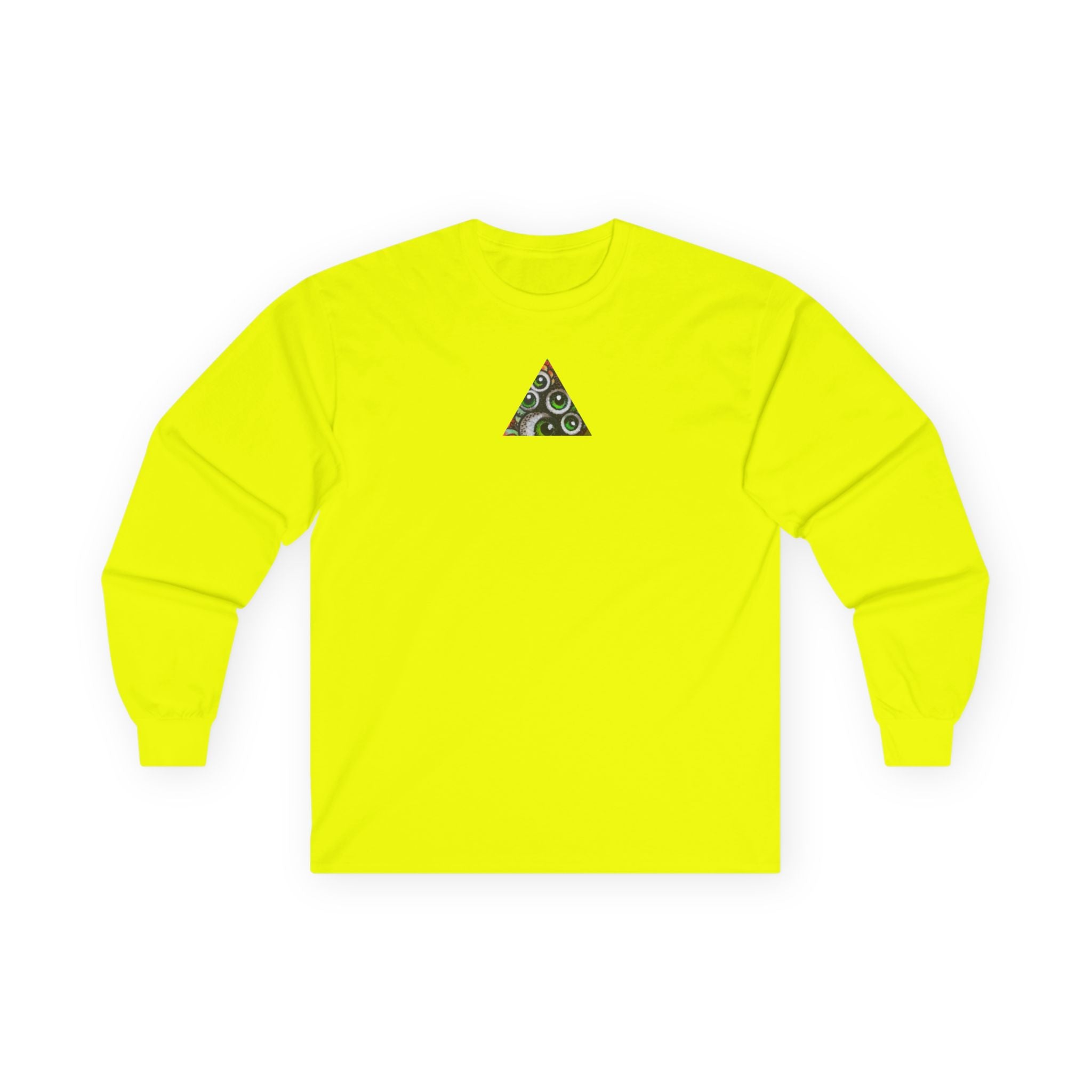 Triangle Camo Graphic Long Sleeve Tee — Minimal Military-Inspired Chest Print #k646&