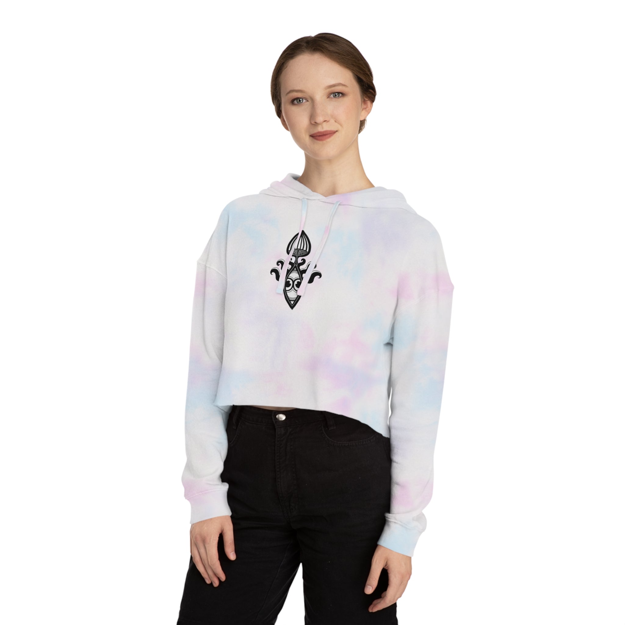 Cropped Hoodie — Boho Mandala Henna Floral Print #h98647