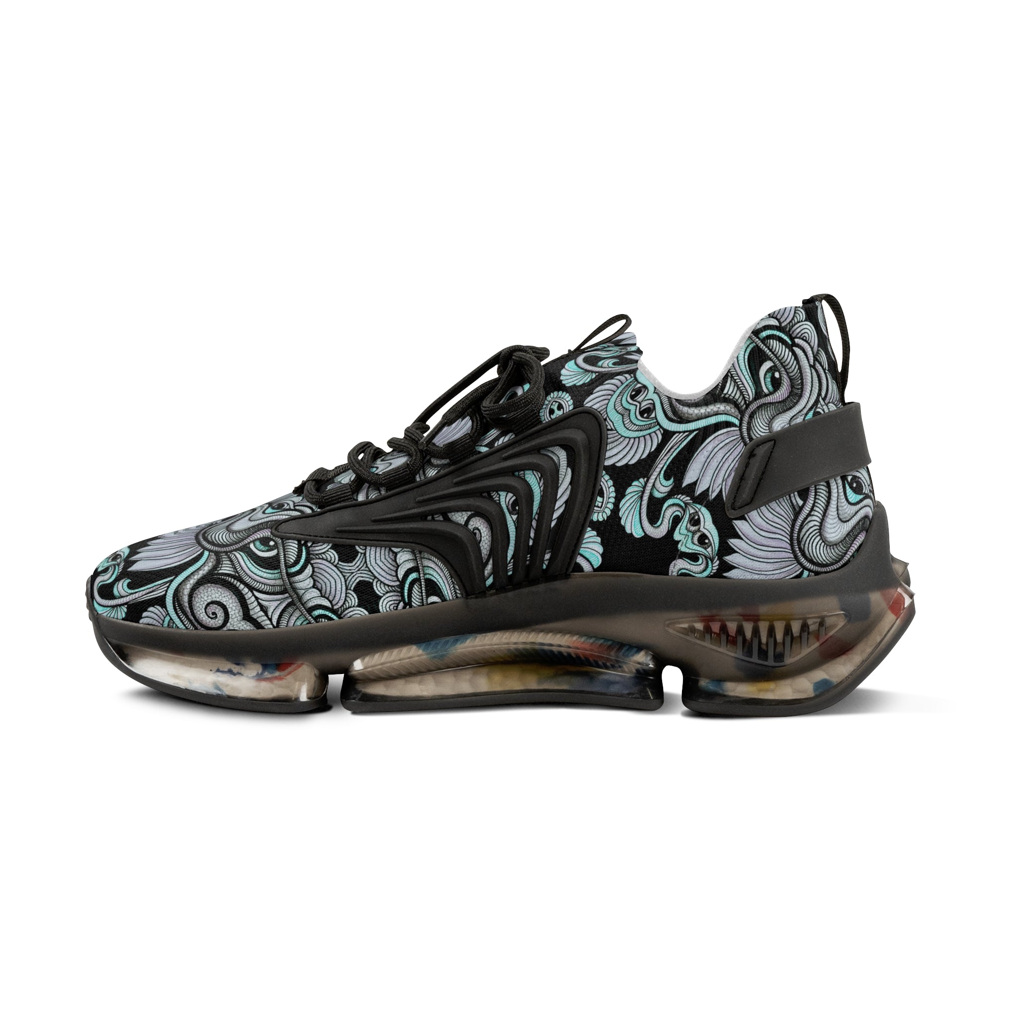 Men's Mesh Sneakers — Abstract Swirl Pattern Athletic Shoes #jf9765