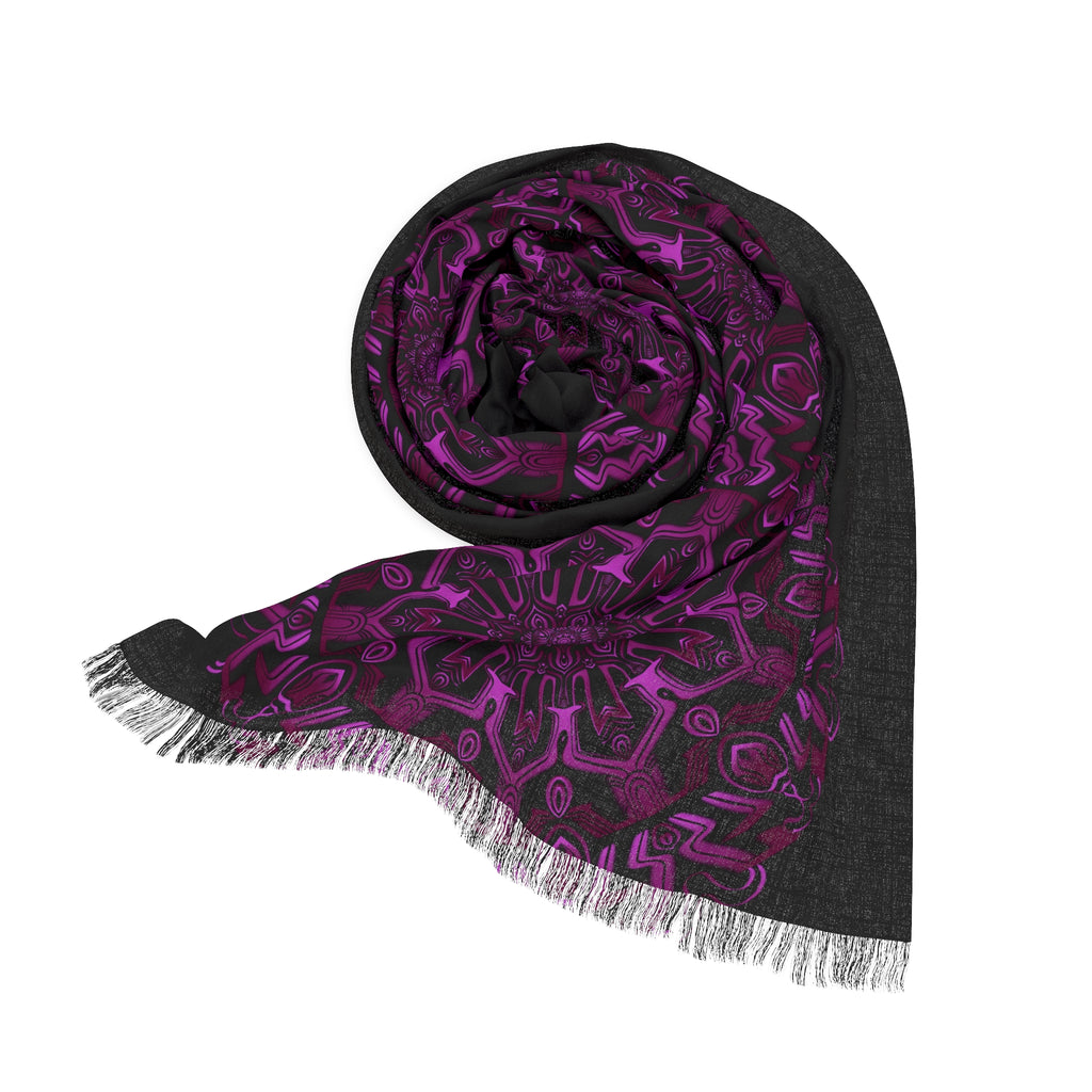 Purple Mandala Light Scarf – Boho Decorative Fringe Scarf #i66280
