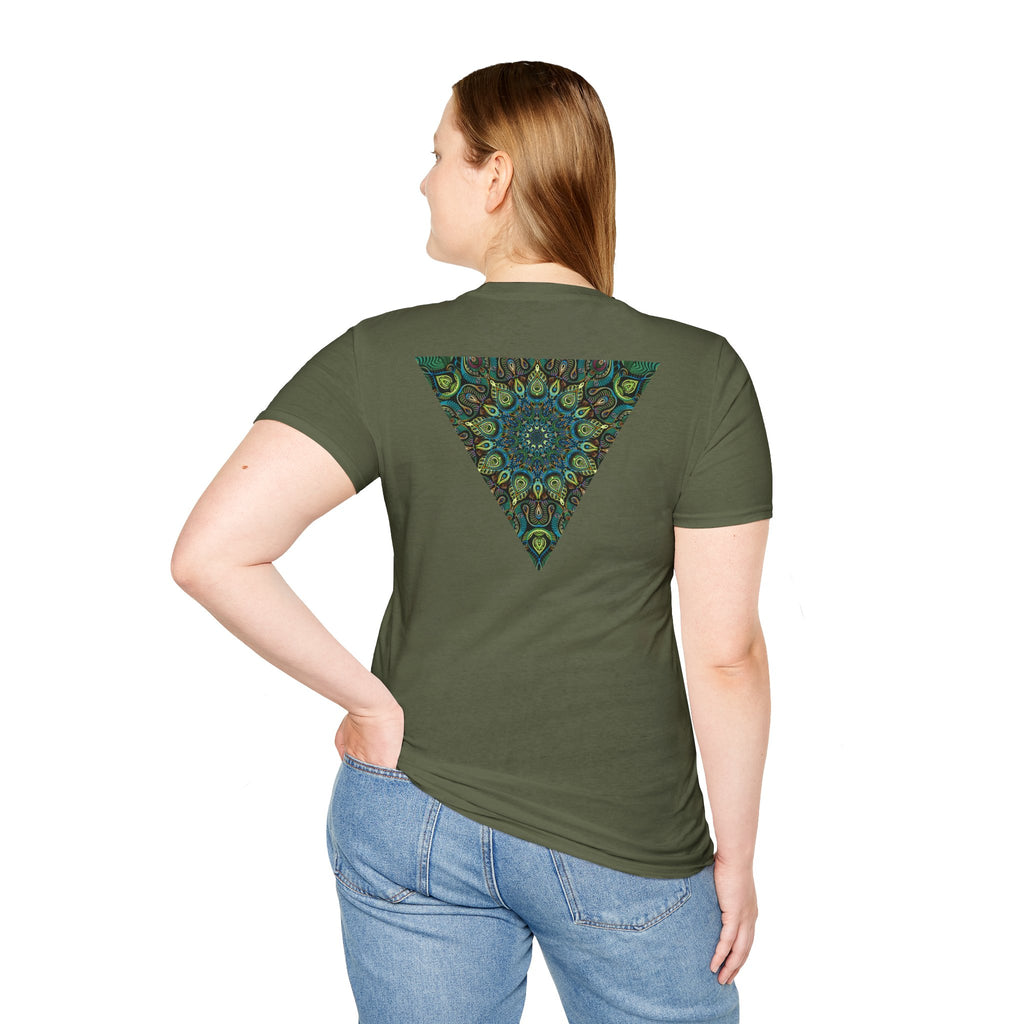 Green Mandala Triangle T-Shirt – Psychedelic Geometric Art Tee # kh9732