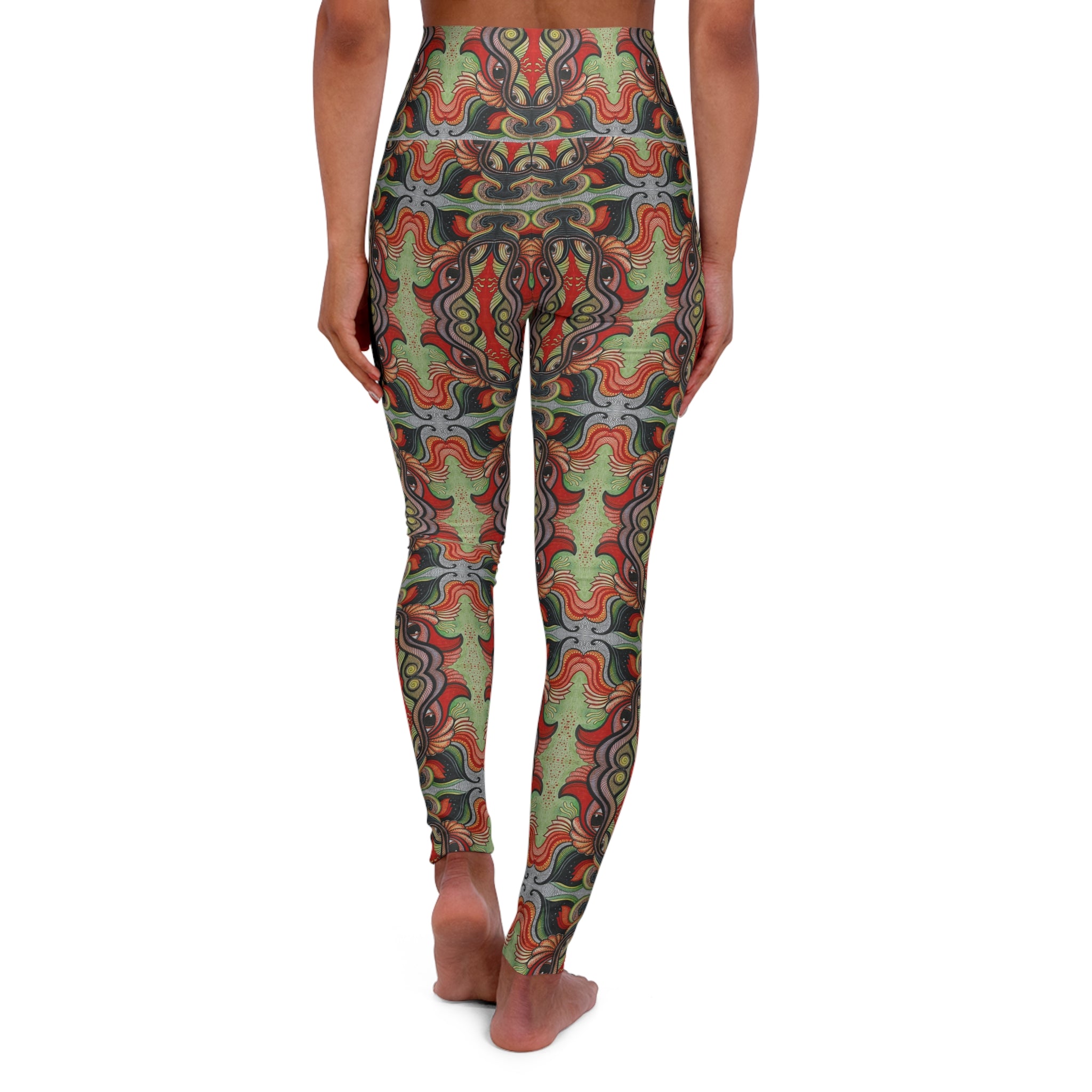 High-Waist Yoga Leggings — Abstract Earth-Tone Patterned Activewear #g6456788