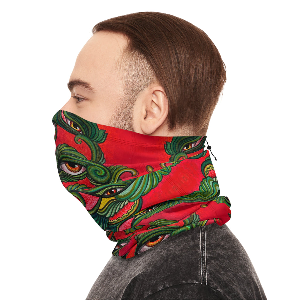 Winter Neck Gaiter — Festive Red Green Kaleidoscope Face Mask #as249761