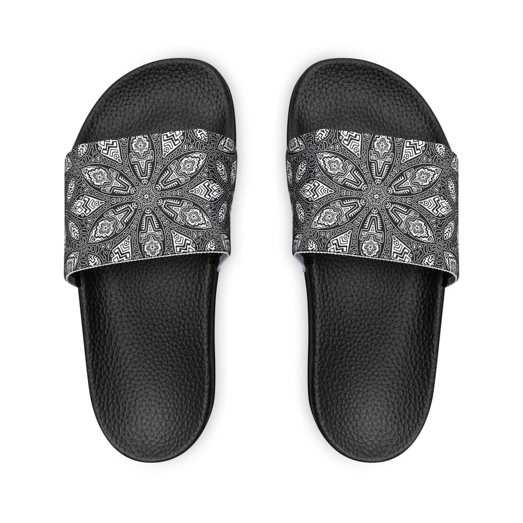Black Paisley Slide Sandals — Women's Removable‑Strap Comfort Slides  #kf39554