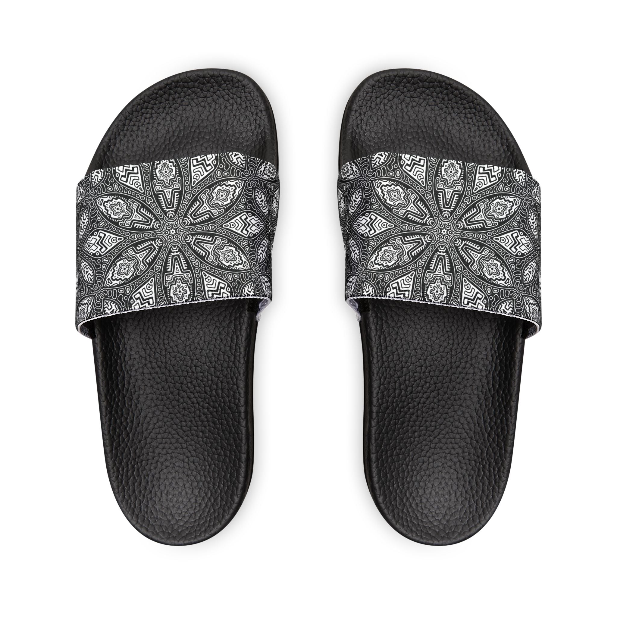 Black Paisley Slide Sandals — Women's Removable‑Strap Comfort Slides  #kf39554
