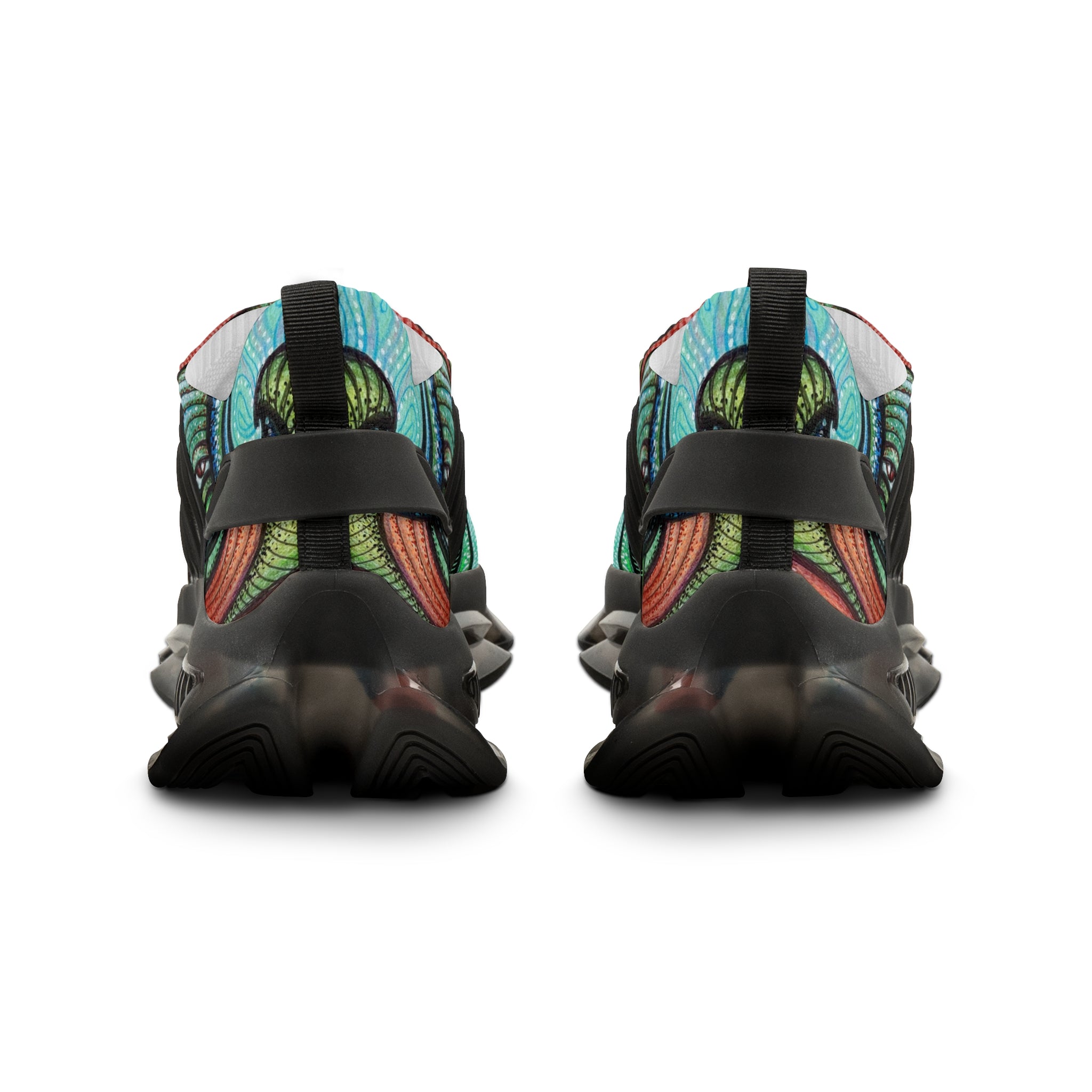 Men's Mesh Sneakers — Vibrant Tribal Print Athletic Shoes