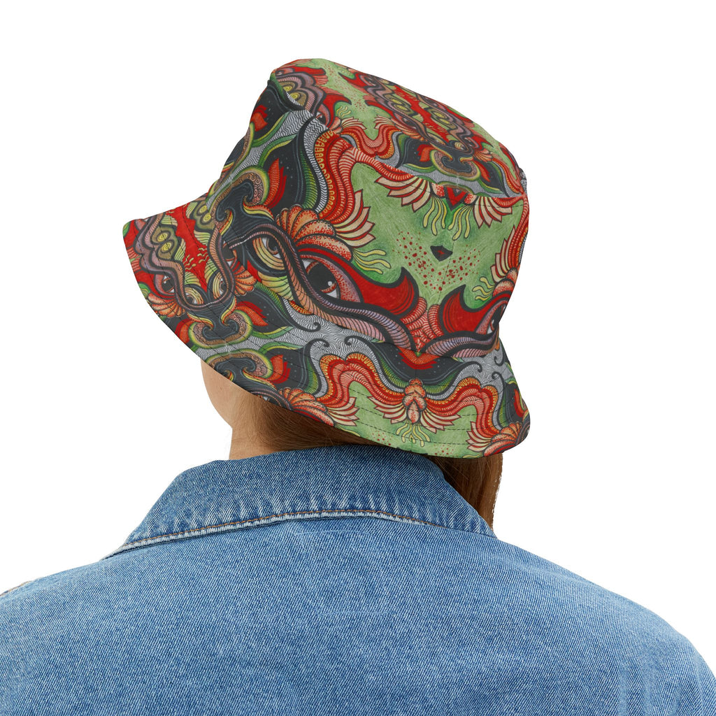 Psychedelic Floral Bucket Hat – Retro Boho Patterned Sun Hat #d2476543