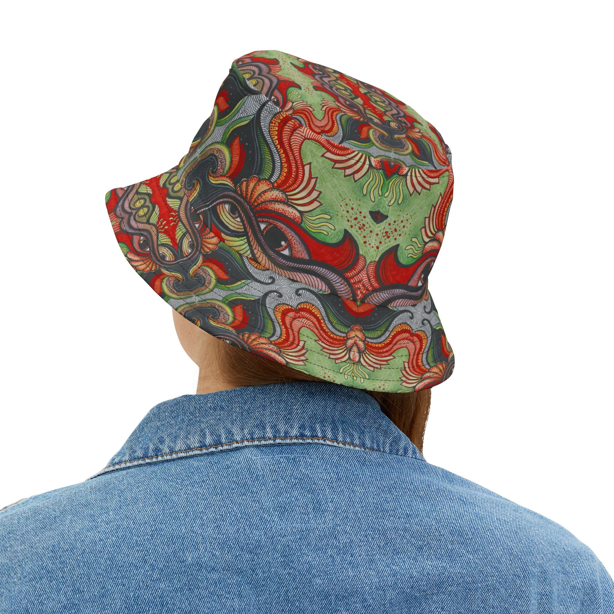 Psychedelic Floral Bucket Hat – Retro Boho Patterned Sun Hat #d2476543