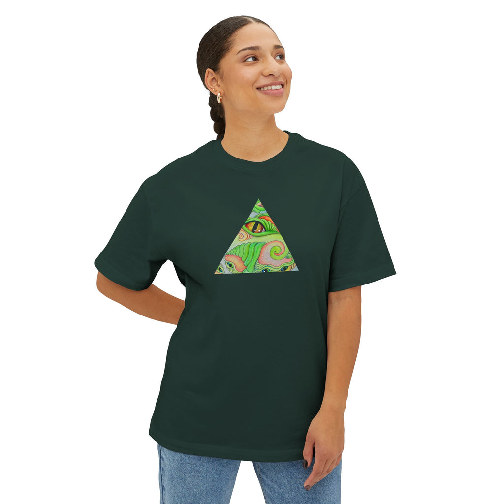 Psychedelic Triangle & Circle Graphic Tee — Retro Swirl Art T-Shirt #gr9523
