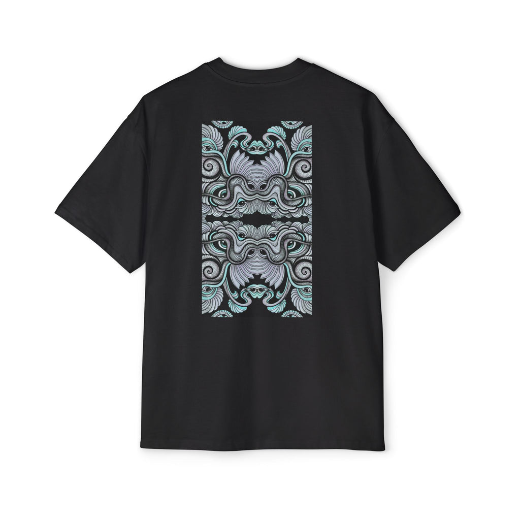 Men's Oversized Tee — Geometric Wave Pattern Diamond & Back Panel Graphic #gwp21
