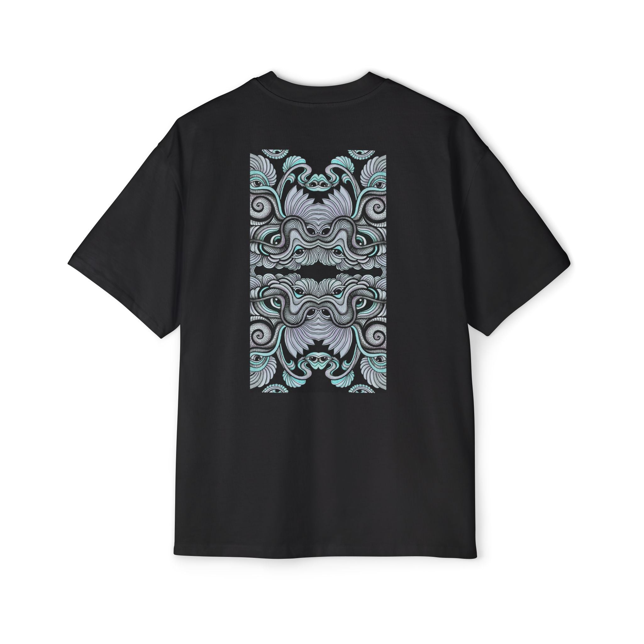 Men's Oversized Tee — Geometric Wave Pattern Diamond & Back Panel Graphic #gwp21