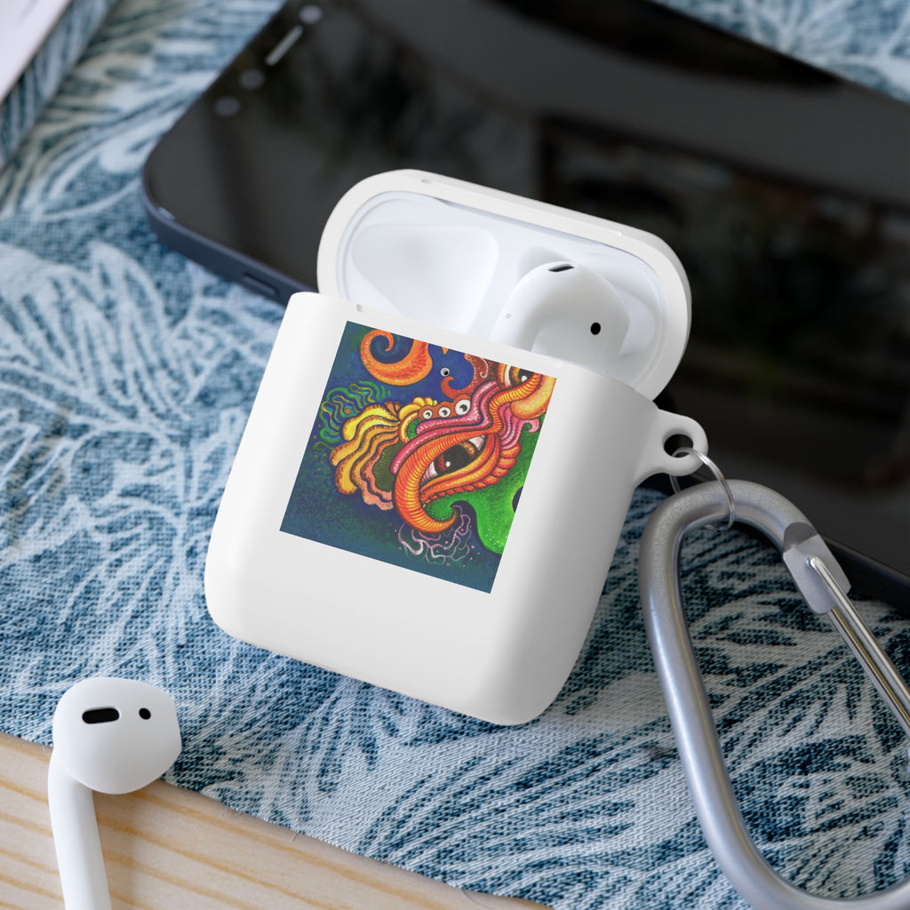 Colorful Abstract Dragon AirPods Case — Vibrant Floral Swirl Design #2347