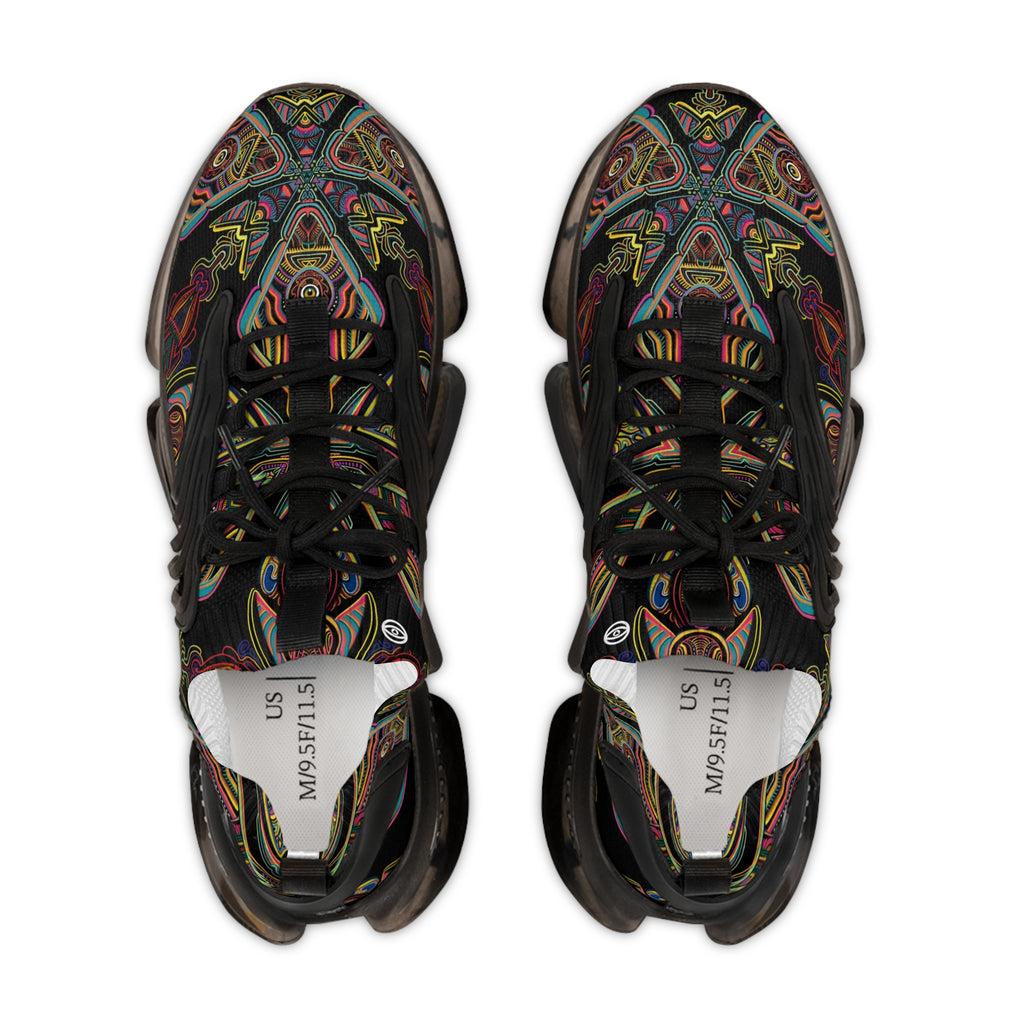 Men's Mesh Sneakers — Kaleidoscope Abstract Pattern Athletic Shoes #ijg8843