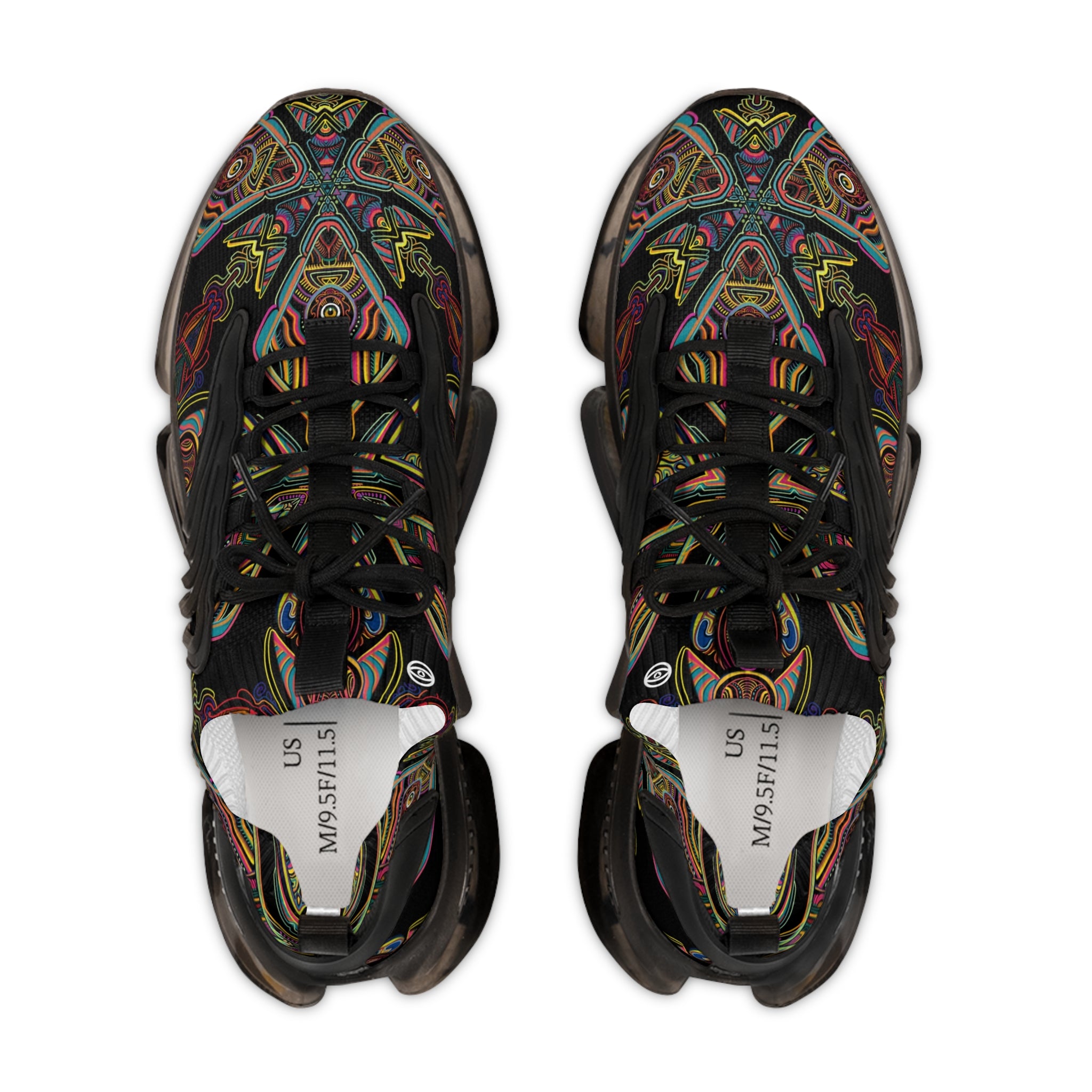Men's Mesh Sneakers — Kaleidoscope Abstract Pattern Athletic Shoes #ijg8843