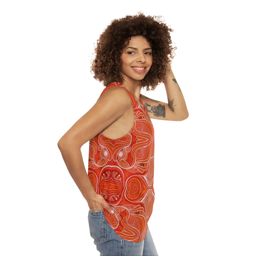 Red Earth Mandala Tank — All-Over-Print Tribal Geometric Tank Top #kv774422