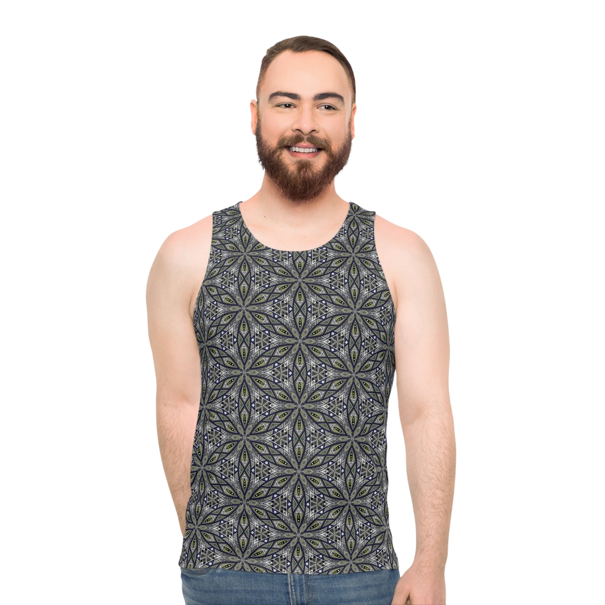 Mandala Geometric All-Over Print Tank Top — Boho Floral Pattern #sfy3571