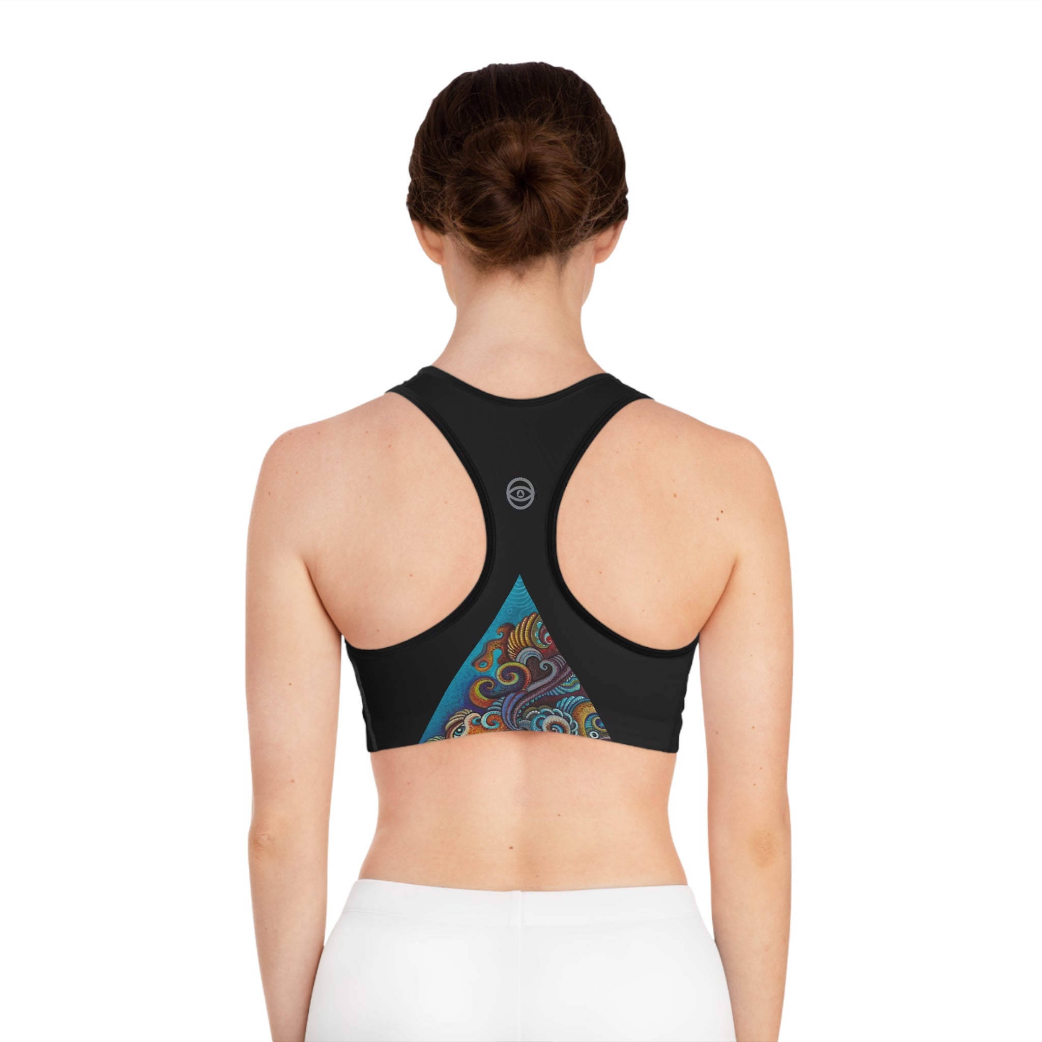 Patterned Cross Sports Bra — Colorful Swirl Activewear #h986358