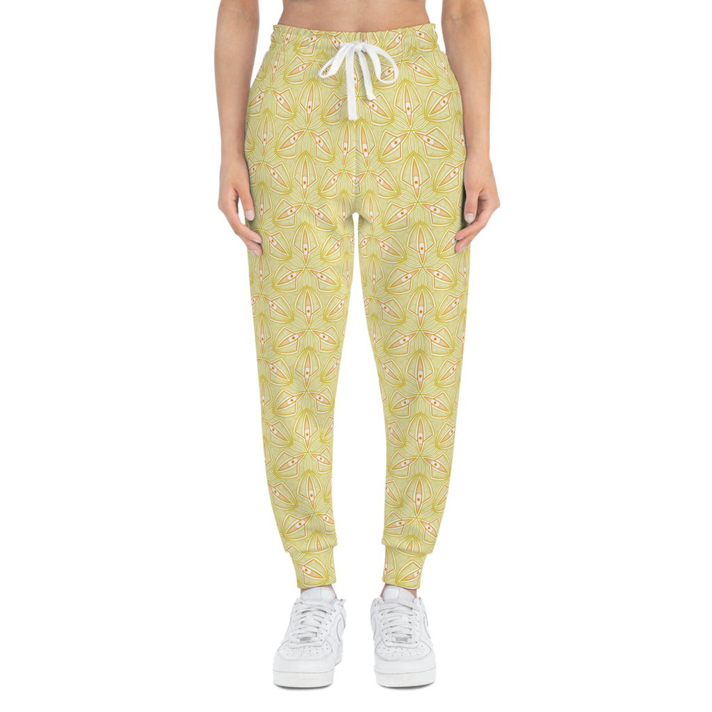 Yellow Floral Athletic Joggers — All-Over Print Lightweight Track Pants #aj5