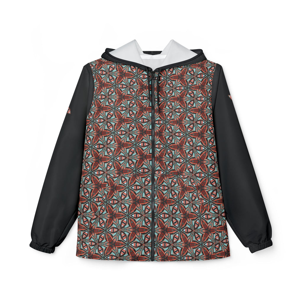 Kaleidoscope Geo Windbreaker Jacket — Patterned Triangle AOP Hooded Windbreaker #s1
