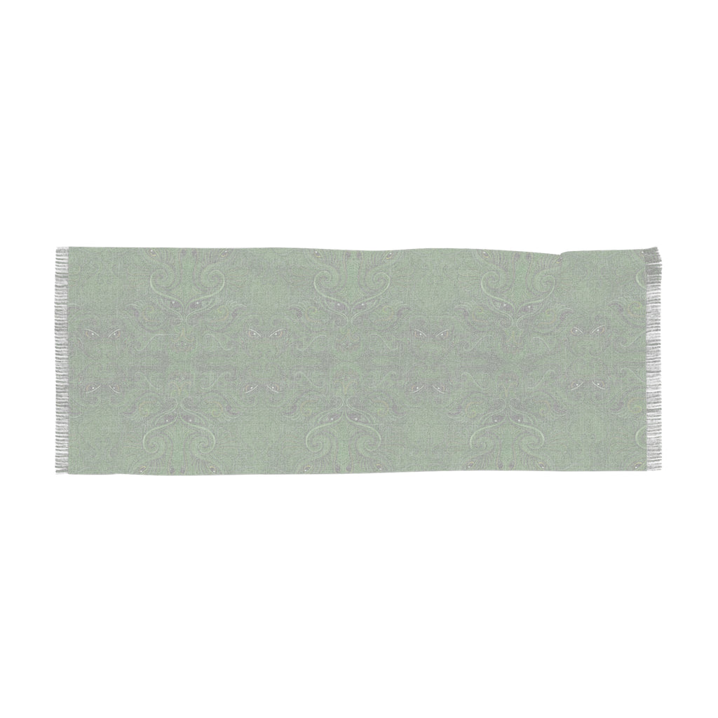 Green Paisley Light Scarf – Lightweight Decorative Fringe Scarf #g65498