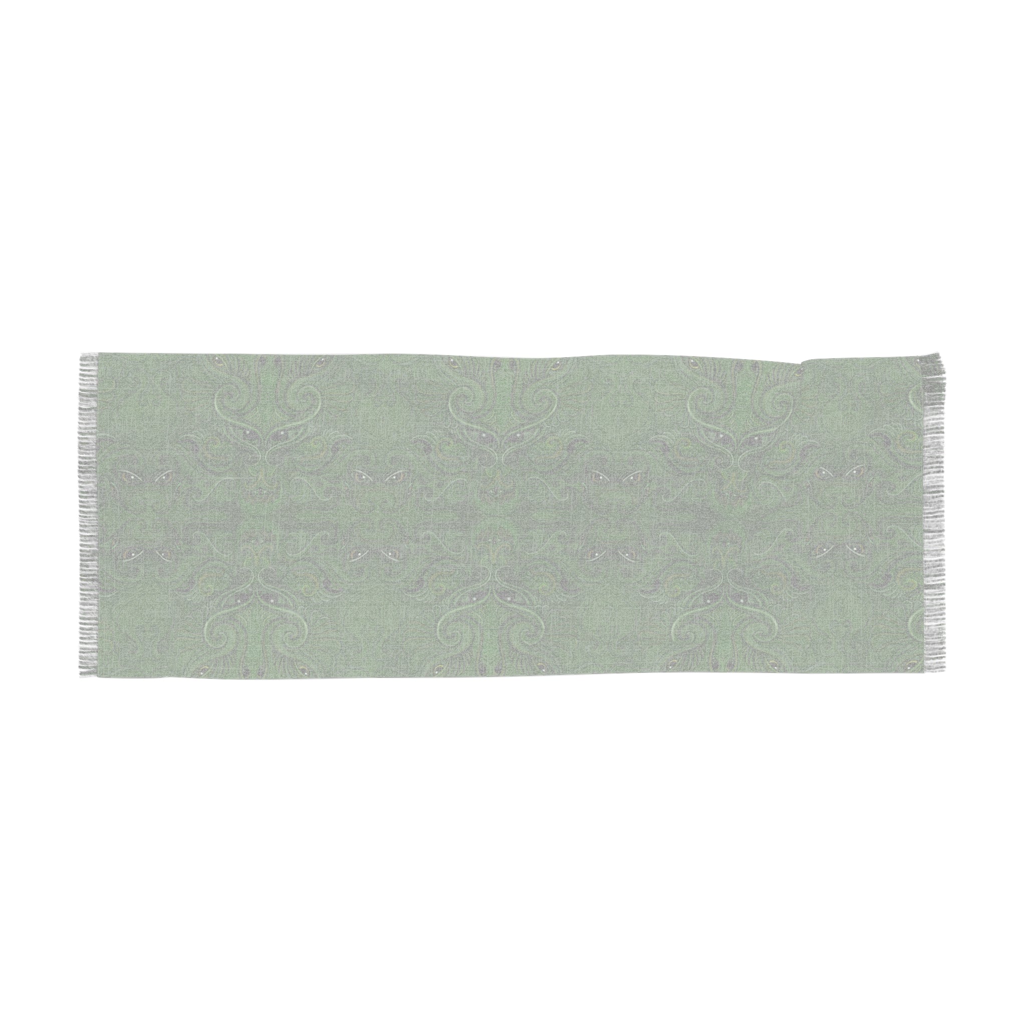 Green Paisley Light Scarf – Lightweight Decorative Fringe Scarf #g65498