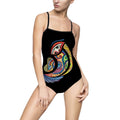 Colorful Paisley Eye One-Piece Swimsuit — Boho Floral Graphic