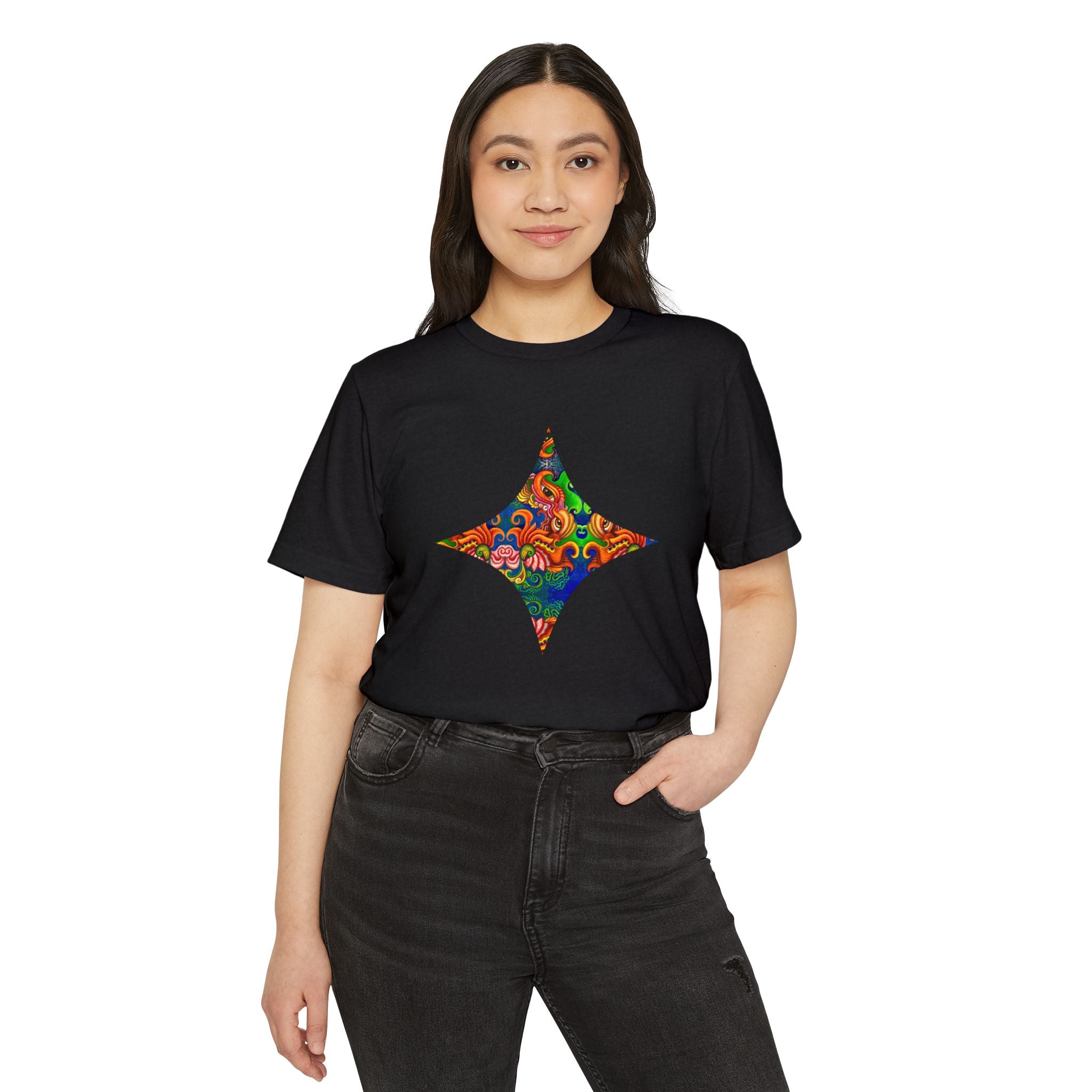 Psychedelic Floral Diamond T‑Shirt — Colorful Retro Pattern Tee #oigr88443