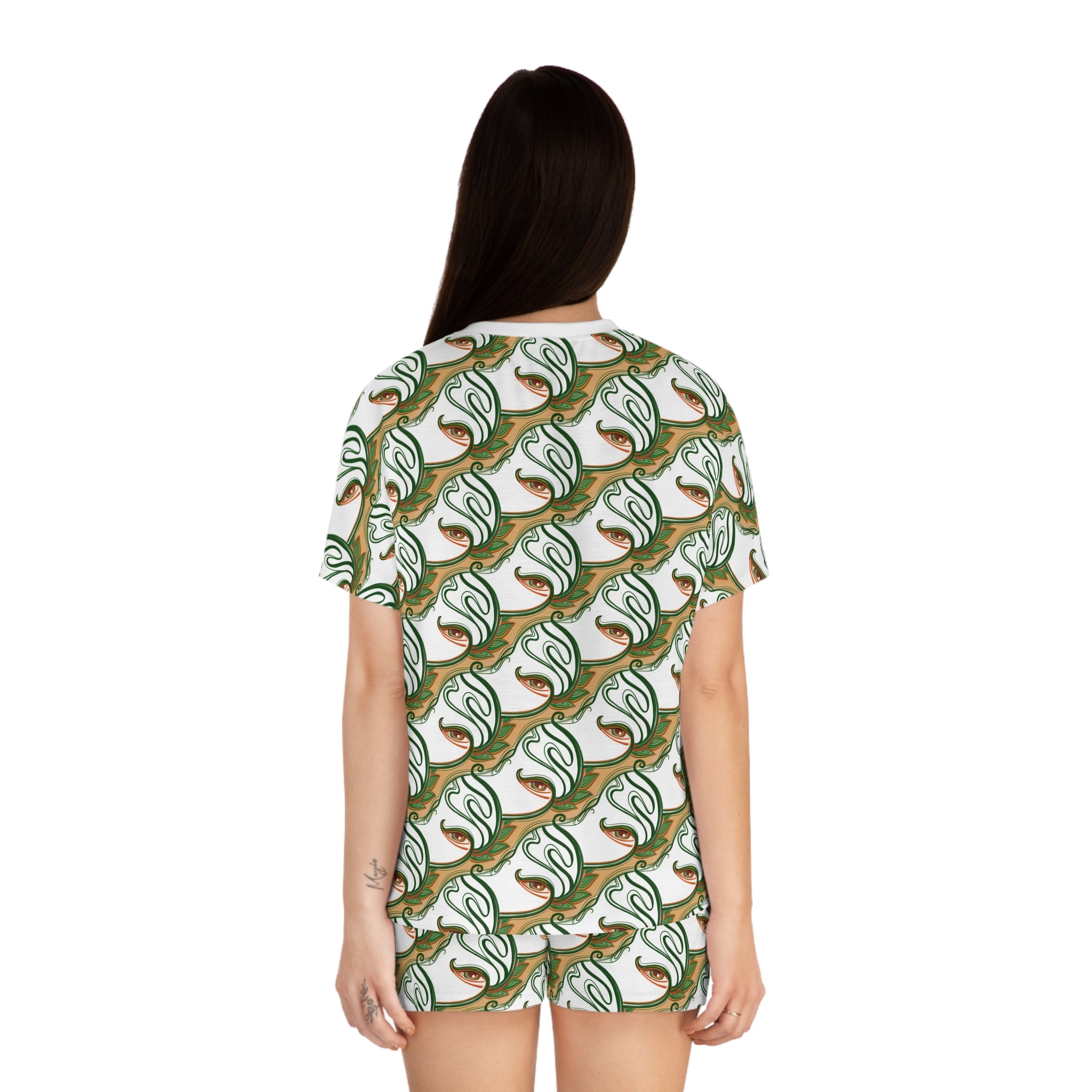 Floral Vines Women’s Pajama Set — Short Sleeve & Shorts All-Over Print #gf6539