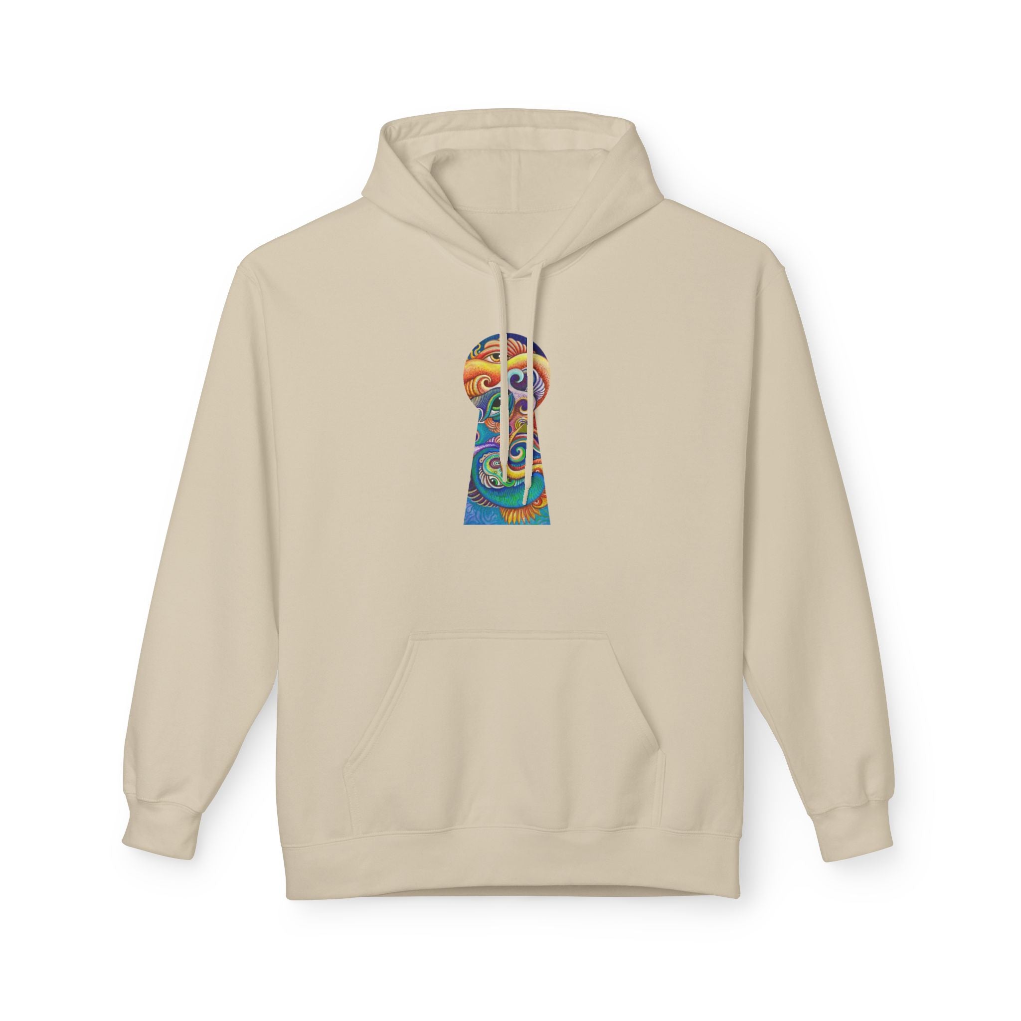 Abstract Psychedelic Face Hoodie | Colorful Surreal Keyhole Art