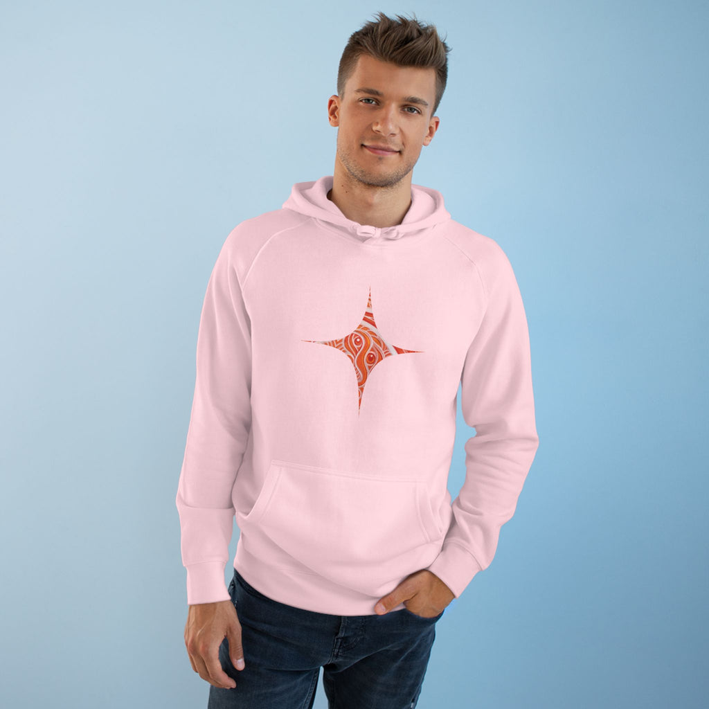 Keyhole & Diamond Pattern Hoodie — Abstract Red Paisley Graphic #yh099879