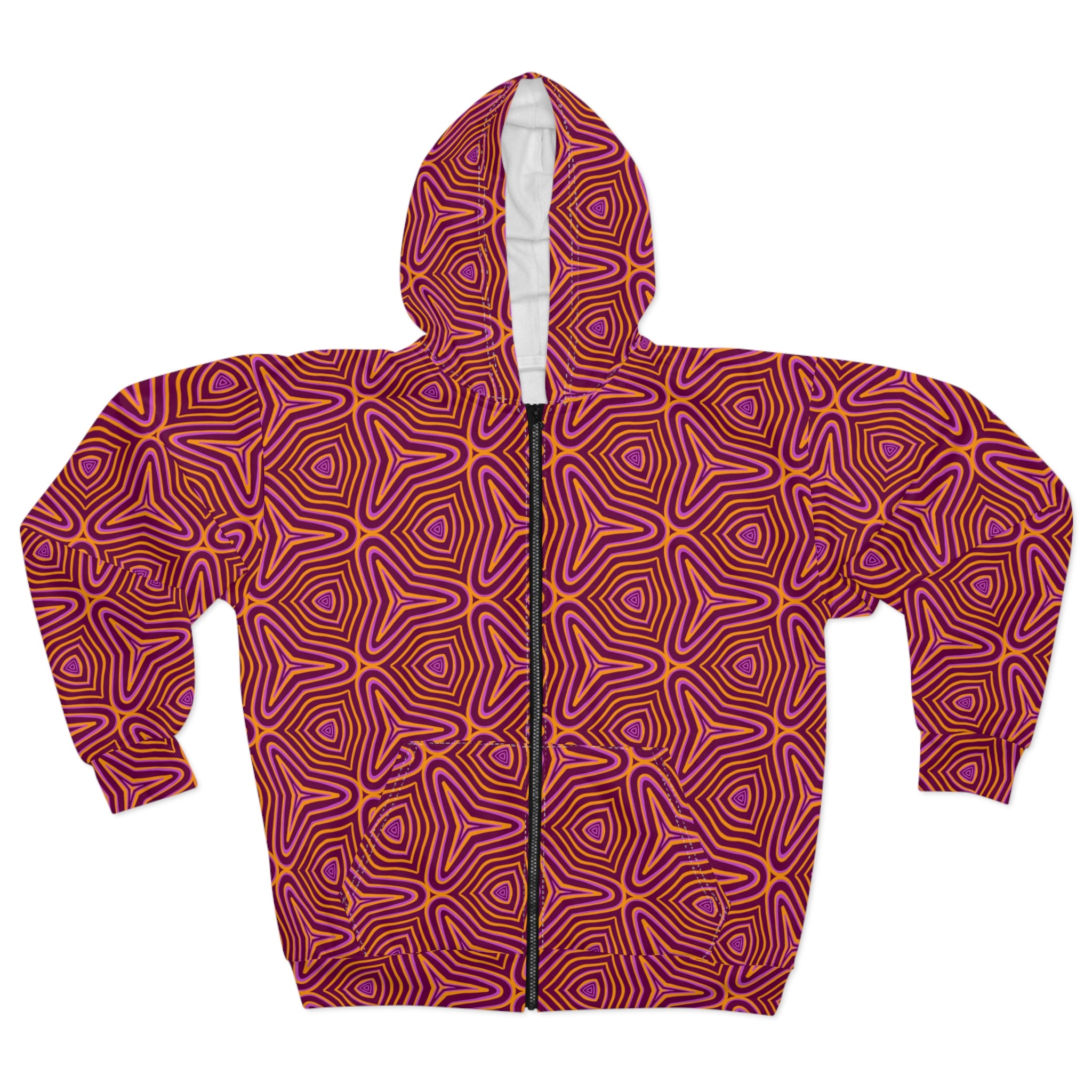 Psychedelic Geo Pattern Zip Hoodie #s65367i