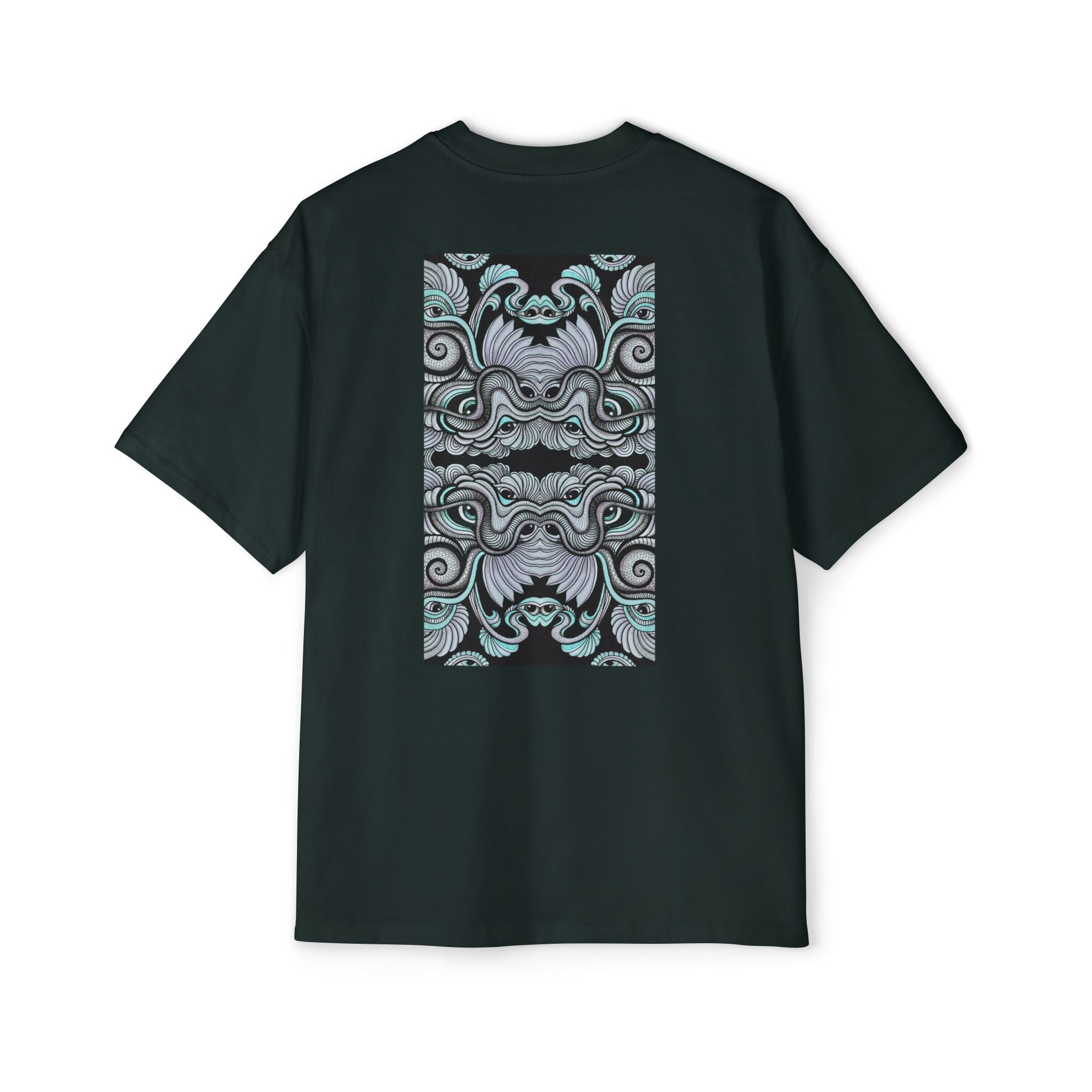 Men's Oversized Tee — Geometric Wave Pattern Diamond & Back Panel Graphic #gwp21