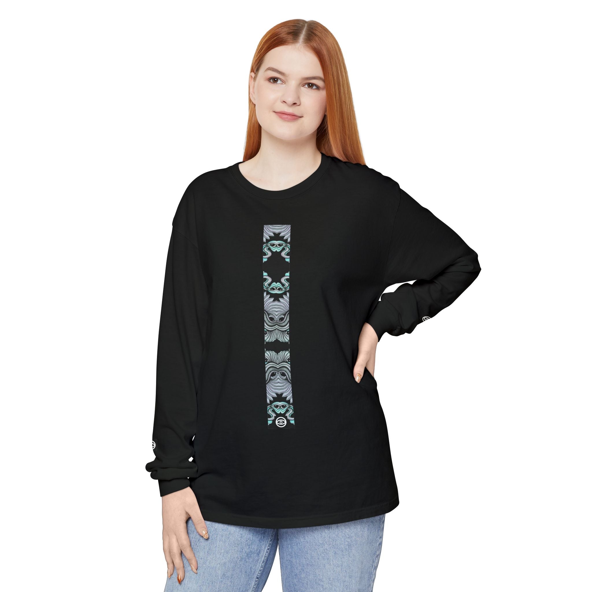 Men's/Women's Long Sleeve T-Shirt — Vertical Geometric Stripe Graphic #kjgd64258