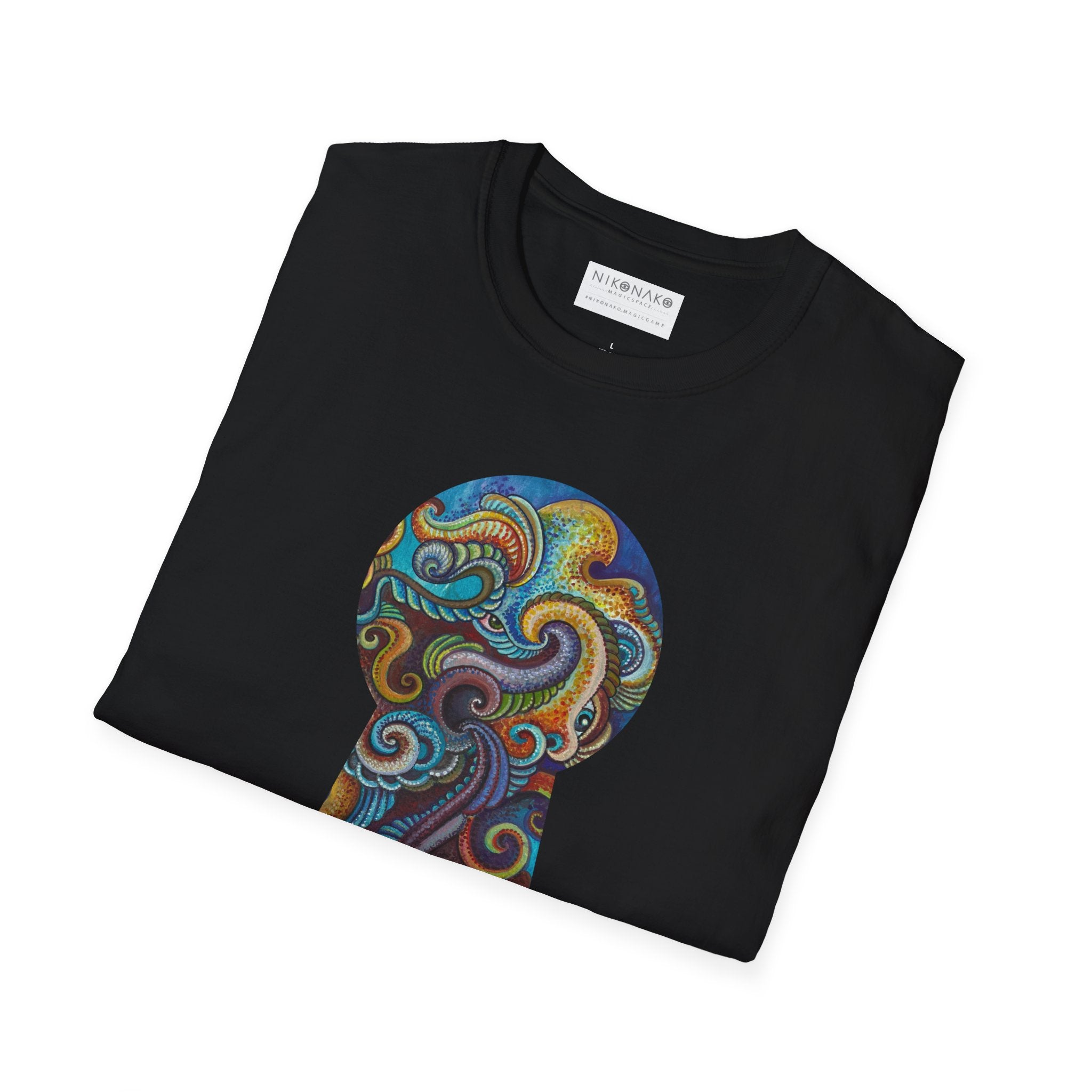 Psychedelic Keyhole T-Shirt — Colorful Swirl Art Tee #tsc8765