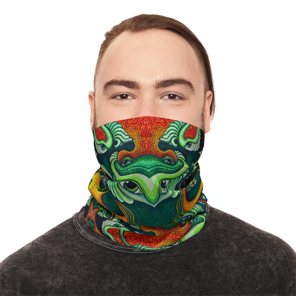 Psychedelic Green Masked Pattern Lightweight Neck Gaiter #ph97424